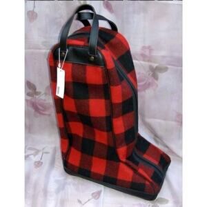 Bonfanti Wool Leather Buffalo Plaid Boot Storage Carry Bag NEW Riding Boots Luxu